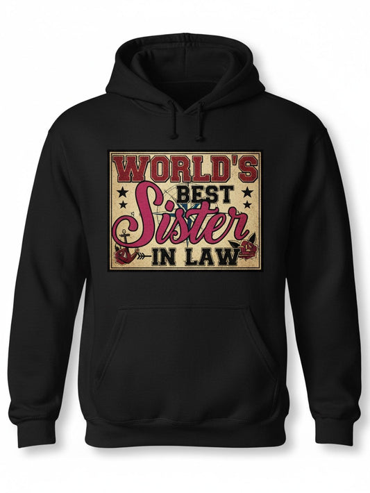 Men's Graphic Hoodie Worlds Best Sister In Law Vintage Rustic Typography Hoodie