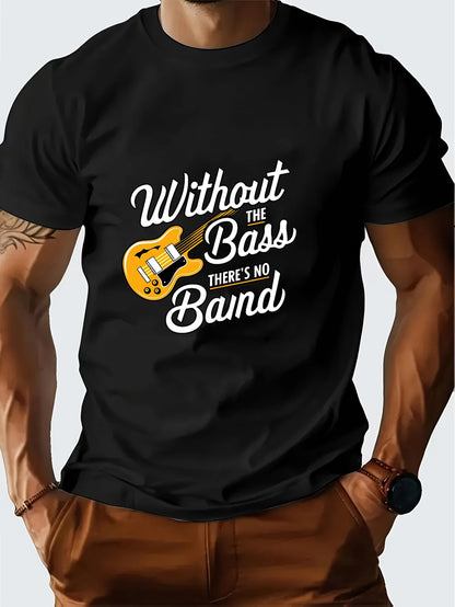 Men's Graphic T-Shirt Without The Bass Theres No Band Groovy Music Guitar Surrounded By Rhythmic Vibes