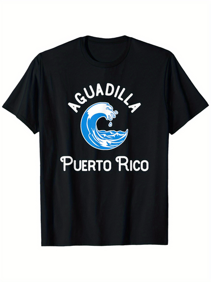 Men's Graphic T-Shirt Aguadilla Puerto Rico Blue Ocean Wave With Splashing Water