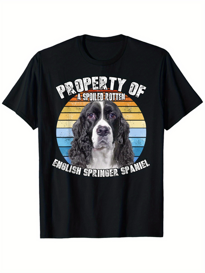 Men's Graphic T-Shirt Property Of Spoiled Rotten Surrounded By Vintage Sunset English Springer Spaniel