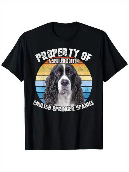 Men's Graphic T-Shirt Property Of Spoiled Rotten Surrounded By Vintage Sunset English Springer Spaniel