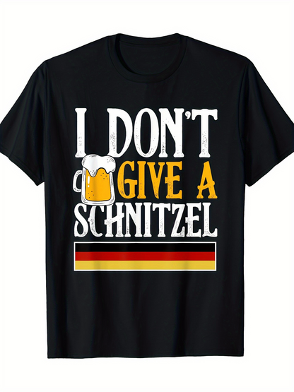 Men's Graphic T-Shirt I Dont Give A Schnitzel German Flag Beer Mug Graphic T Shirt
