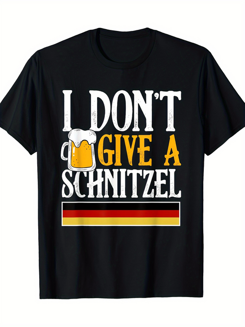 Men's Graphic T-Shirt I Dont Give A Schnitzel German Flag Beer Mug Graphic T Shirt