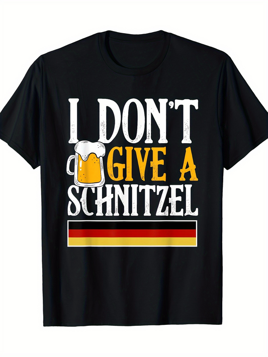 Men's Graphic T-Shirt I Dont Give A Schnitzel German Flag Beer Mug Graphic T Shirt