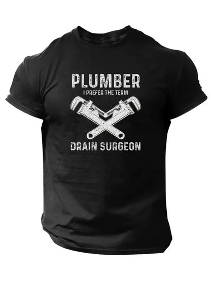 Men's Graphic T-Shirt Plumber I Prefer The Term Drain Surgeon Classic Wrenches Design T Shirt