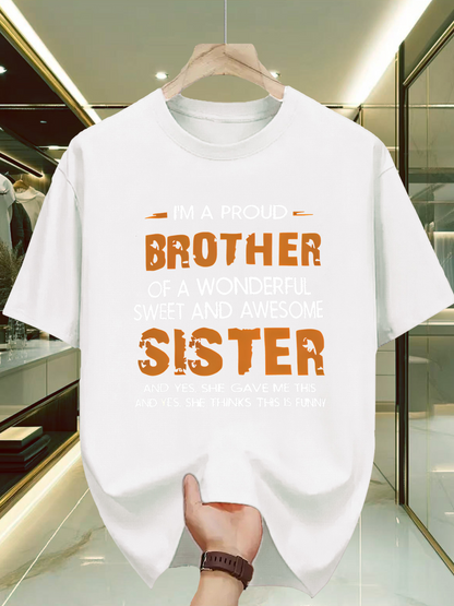 Men's Graphic T-Shirt Proud Brother Colorful Words Bold Statement Sister