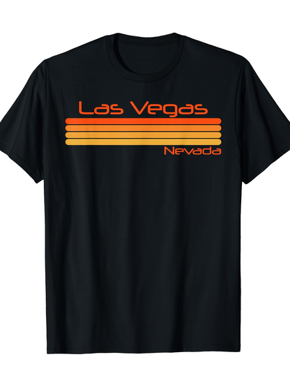 Men's Graphic T-Shirt Las Vegas Nevada Retro Stripes With Vibrant Orange Gradient Pattern
