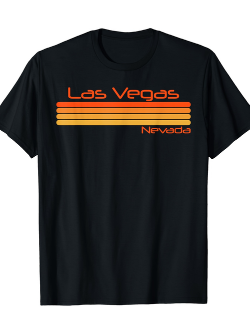 Men's Graphic T-Shirt Las Vegas Nevada Retro Stripes With Vibrant Orange Gradient Pattern