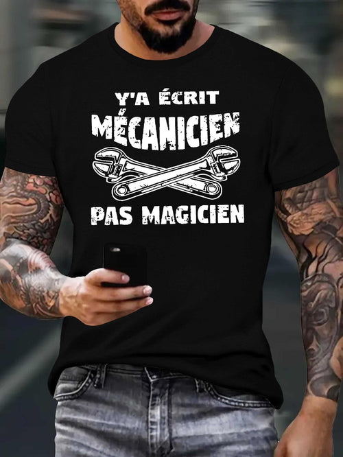 Men's Graphic T-Shirt Two Large Crossed Wrenches With Lettering And Vintage Mechanic Theme