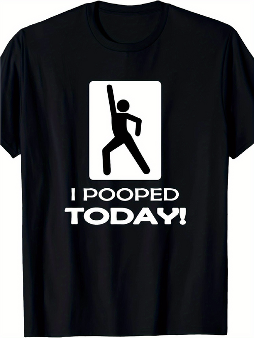Men's Graphic T-Shirt I Pooped Today Simple Cartoon Figure In Cheerful Celebration Pose