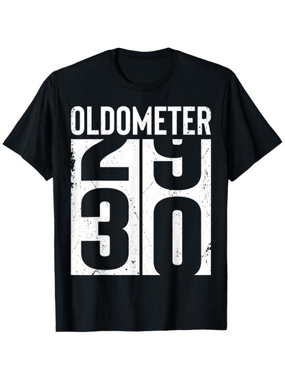 Men's Graphic T-Shirt Oldometer Distressed Black And White Birthday Party Odometer T Shirt