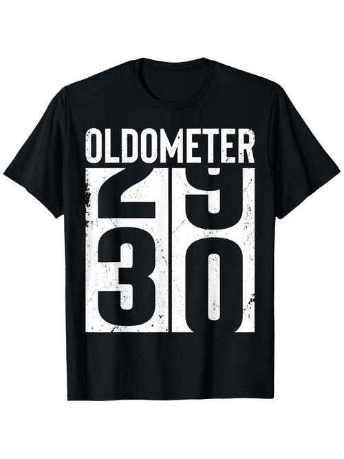 Men's Graphic T-Shirt Oldometer Distressed Black And White Birthday Party Odometer T Shirt