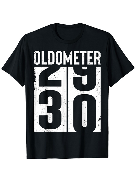 Men's Graphic T-Shirt Oldometer Distressed Black And White Birthday Party Odometer T Shirt