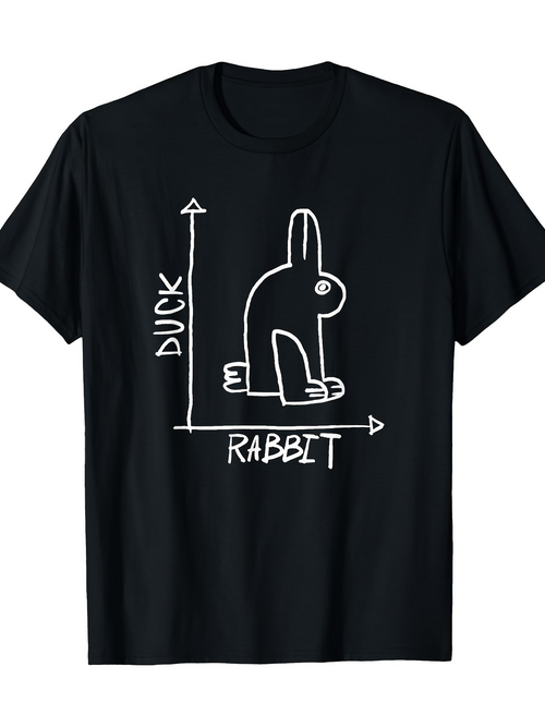 Men's Graphic T-Shirt Duck Rabbit Minimalist Line Drawing Optical Illusion Abstract Animal Graphic Rabbit