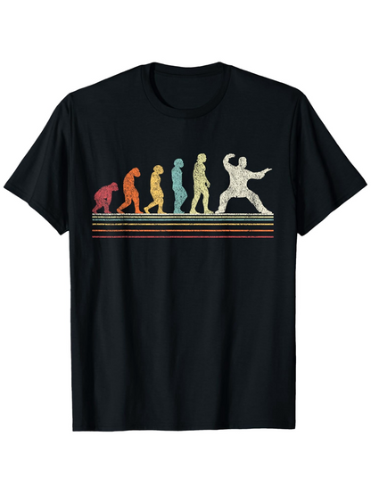 Men's Graphic T-Shirt Retro Colorful Silhouettes Evolving Across Striped Lines Human Evolution
