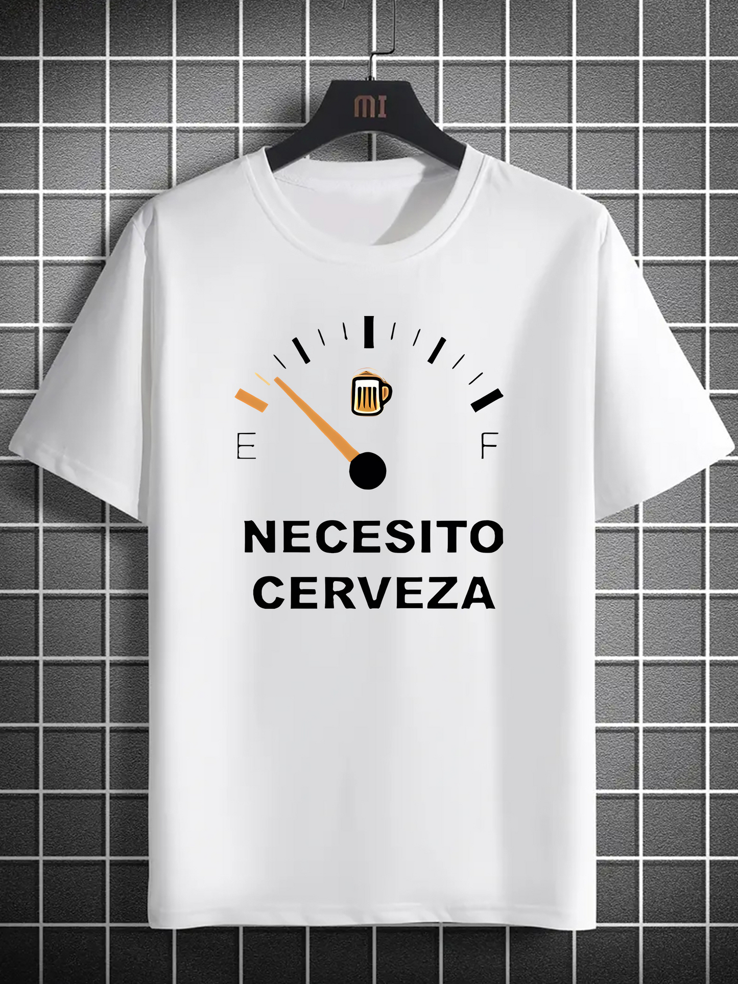 Men's Graphic T-Shirt Empty Meter Gauge With Beer Icon Under Warehouse Lighting T Shirt