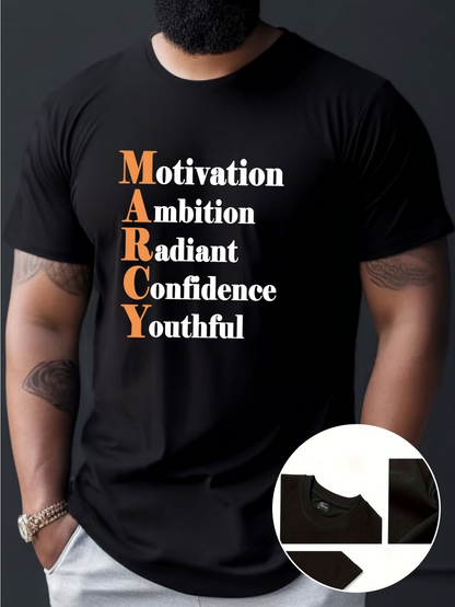 Men's Graphic T-Shirt Motivation Ambition Radiant Confidence Youthful Lettering With Bold Contrasting Typography T Shirt