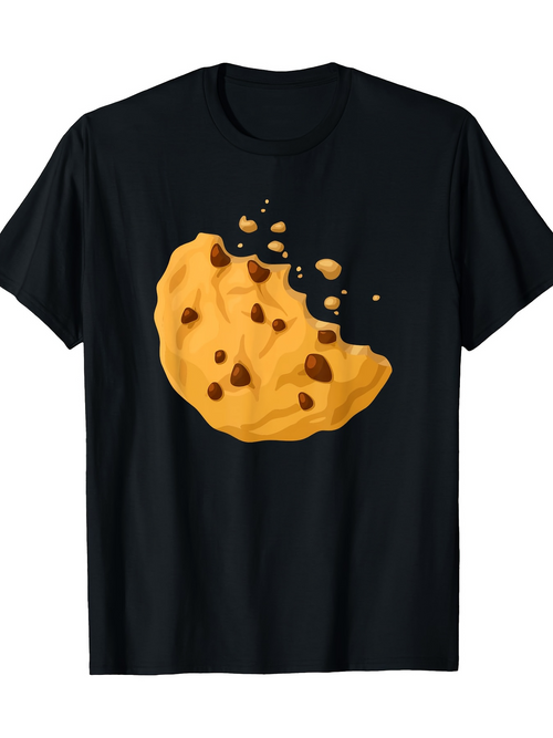 Men's Graphic T-Shirt Golden Crumbs With Chocolate Chips Falling From Cookie