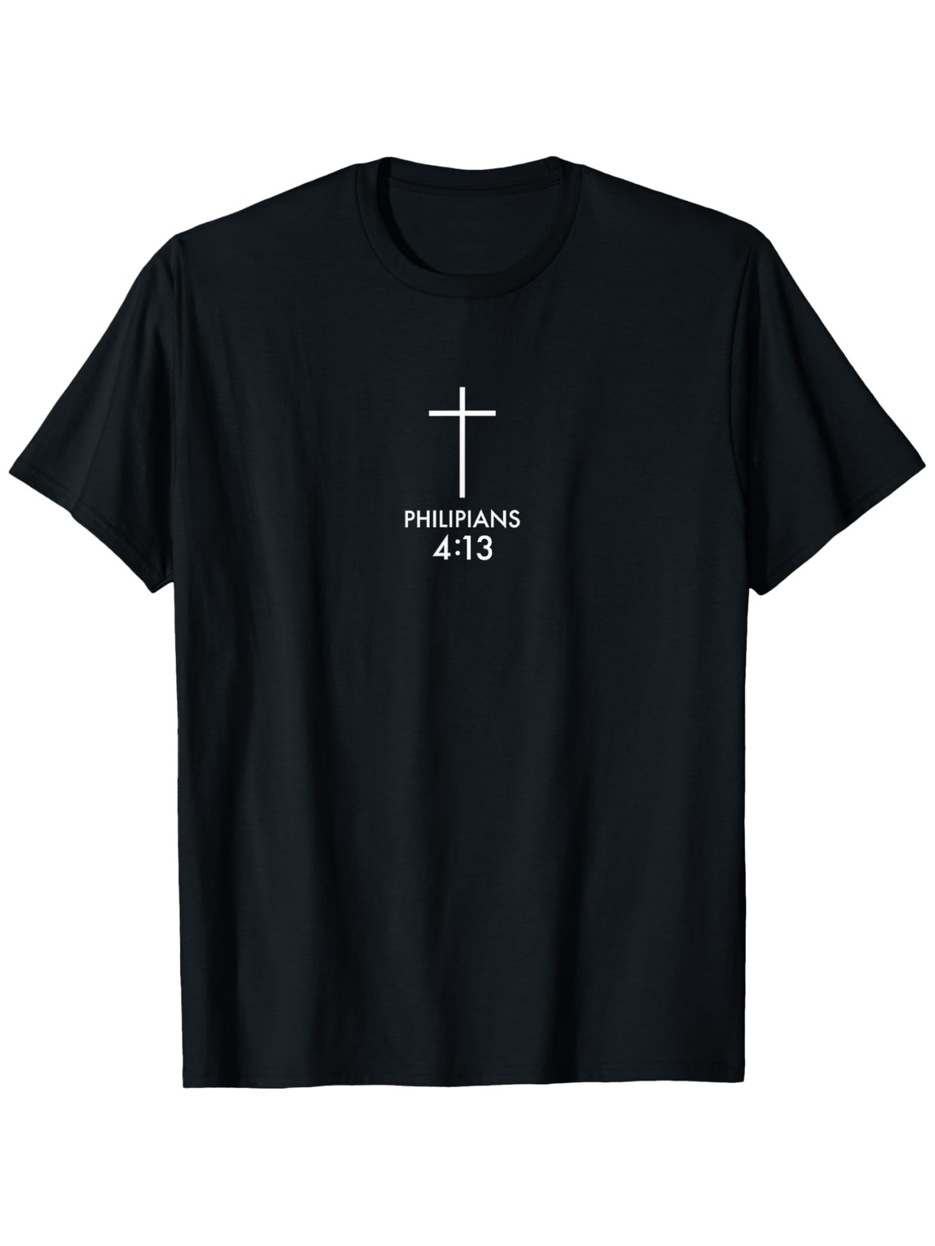 Men's Graphic T-Shirt Minimalist White Cross With Bible Verse On Black T Shirt