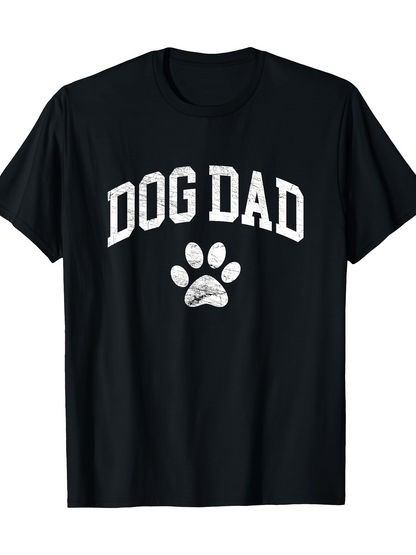 Men's Graphic T-Shirt Dog Dad Playful White Paw With Bold Arching Text