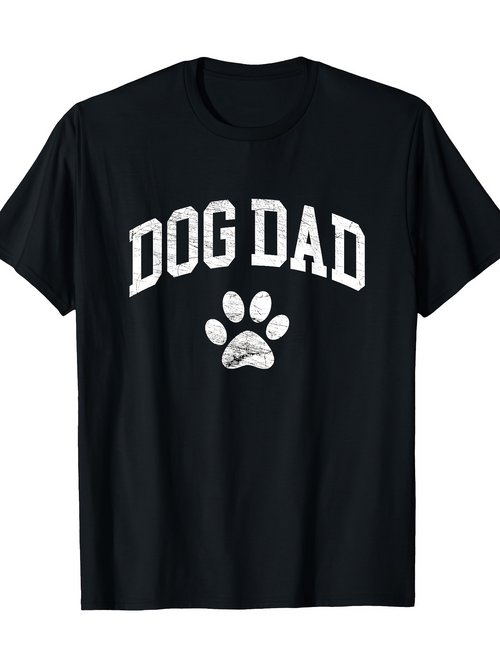 Men's Graphic T-Shirt Dog Dad Playful White Paw With Bold Arching Text