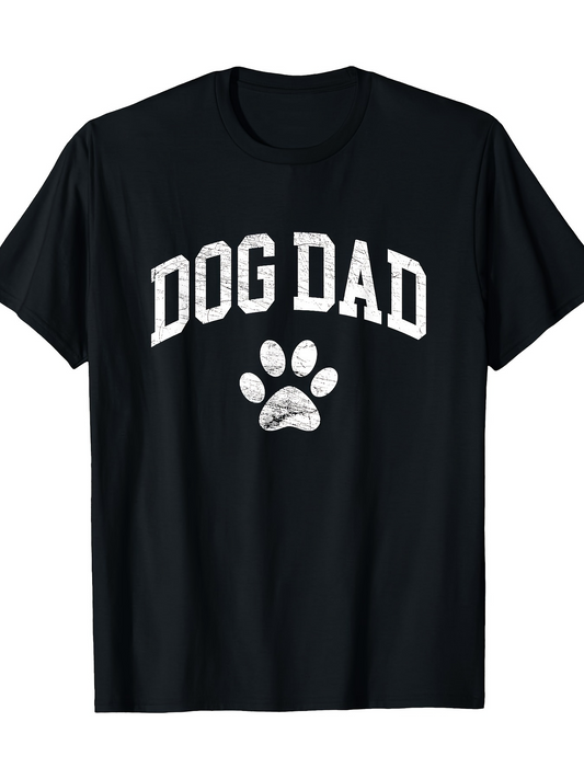 Men's Graphic T-Shirt Dog Dad Playful White Paw With Bold Arching Text