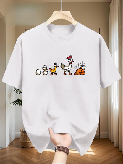 Men's Graphic T-Shirt Life Cycle Evolution Story With Eggs Chickens And Roasted Chicken