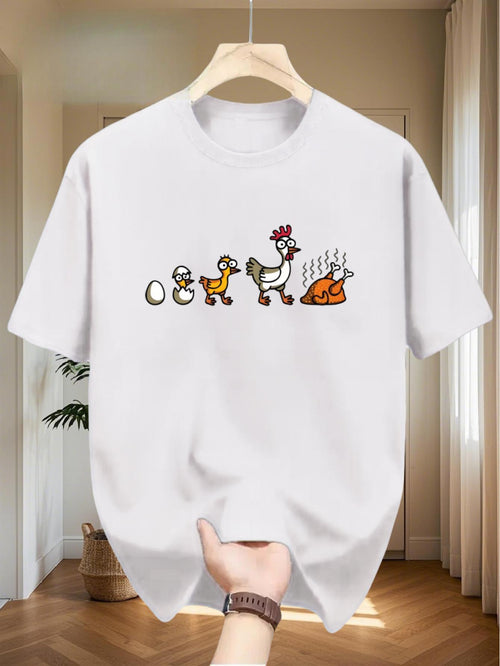 Men's Graphic T-Shirt Life Cycle Evolution Story With Eggs Chickens And Roasted Chicken