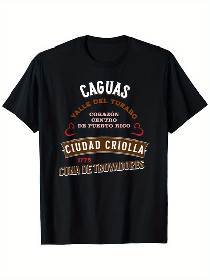 Men's Graphic T-Shirt Vintage Lettering With Layered Urban Style On Classic Black T Shirt
