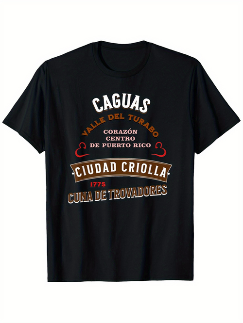 Men's Graphic T-Shirt Vintage Lettering With Layered Urban Style On Classic Black T Shirt