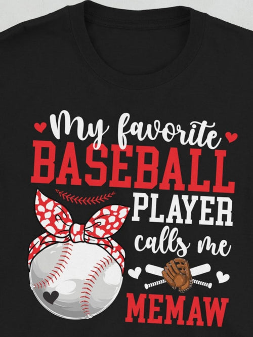 Men's Graphic T-Shirt My Favorite Baseball Player Calls Me Memaw With Polka Dot Bandana Glove And Bats Baseball