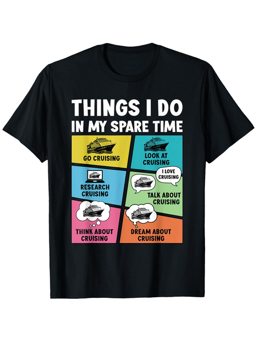 Men's Graphic T-Shirt Things I Do In My Spare Time With Colorful Boxes And Classic Car Illustration