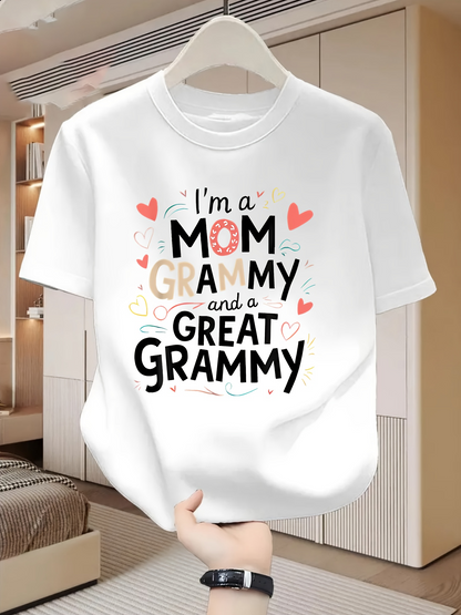 Men's Graphic T-Shirt Im A Mom Grammy And A Great Grammy Surrounded By Colorful Doodles And Hearts
