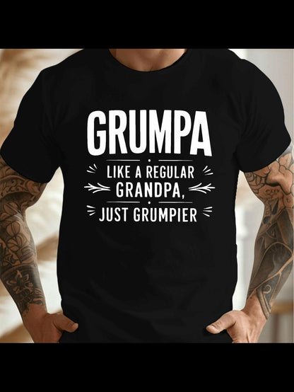 Men's Graphic T-Shirt Grumpa Like A Regular Grandpa Just Grumpier Bold White Text On Black Shirt