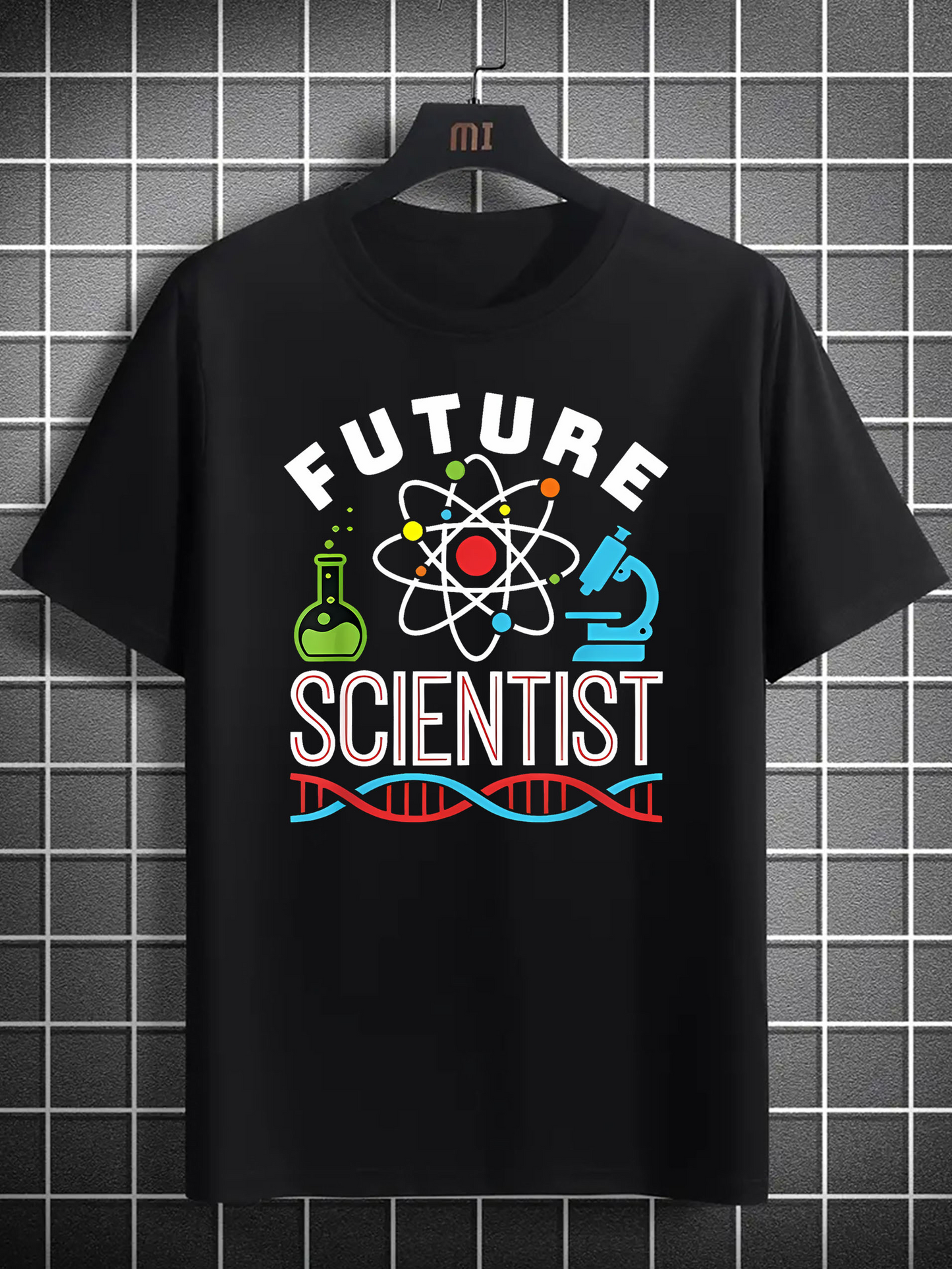Men's Graphic T-Shirt Future Scientist Colorful Chemistry DNA Strand Microscope Tee