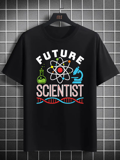 Men's Graphic T-Shirt Future Scientist Colorful Chemistry DNA Strand Microscope Tee
