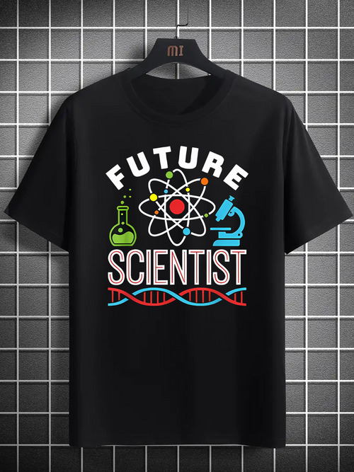 Men's Graphic T-Shirt Future Scientist Colorful Chemistry DNA Strand Microscope Tee