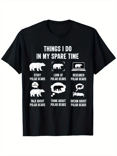 Men's Graphic T-Shirt Things I Do In My Spare Time White Icons With Creative Cartoon Polar Bears