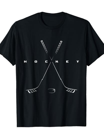 Men's Graphic T-Shirt Classic Hockey Sticks With Puck In Minimalist Graphic Hockey