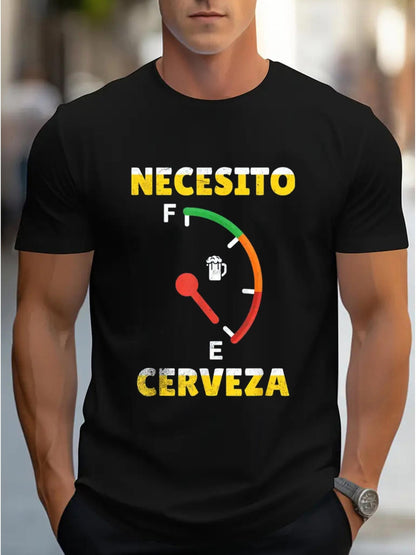 Men's Graphic T-Shirt Fuel Gauge With Beer Mug Graphic Humorous Gauge Design