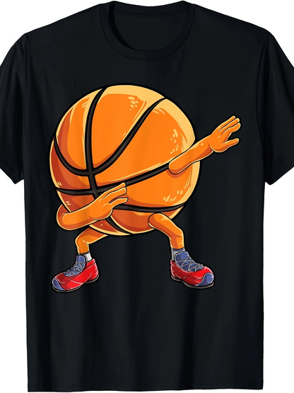 Men's Graphic T-Shirt Energetic Dancing Basketball With Legs And Red Sneakers