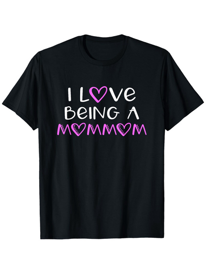 Men's Graphic T-Shirt I Love Being A Mom Lettering With Pink Hearts Print