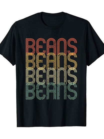 Men's Graphic T-Shirt Beans Colorful Retro Lettering Pattern Beans