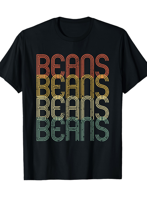 Men's Graphic T-Shirt Beans Colorful Retro Lettering Pattern Beans