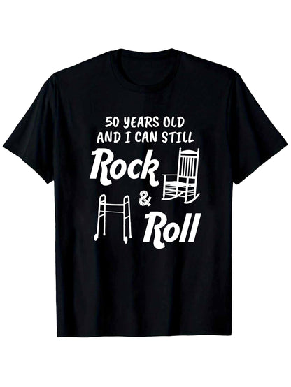 Men's Graphic T-Shirt Fifty Years Old And I Can Still Rock And Roll With Walker And Rocking Chair