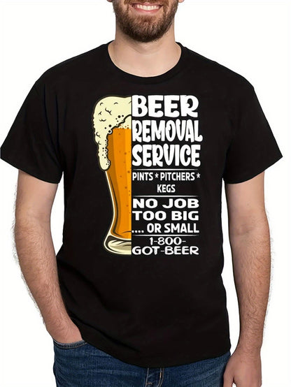 Men's Graphic T-Shirt Beer Removal Service With Foamy Pint Of Chilled Golden Beer Glass