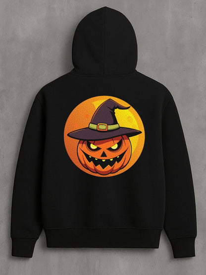 Men's Graphic Hoodie Glowing Harvest Moon With Wicked Grinning Face Pumpkin