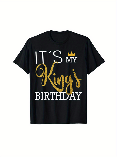 Men's Graphic T-Shirt Its My Birthday Gold Crown With Festive Lettering King