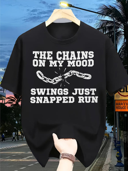 Men's Graphic T-Shirt The Chains On My Mood Broken Chain Print Urban Night Black T Shirt