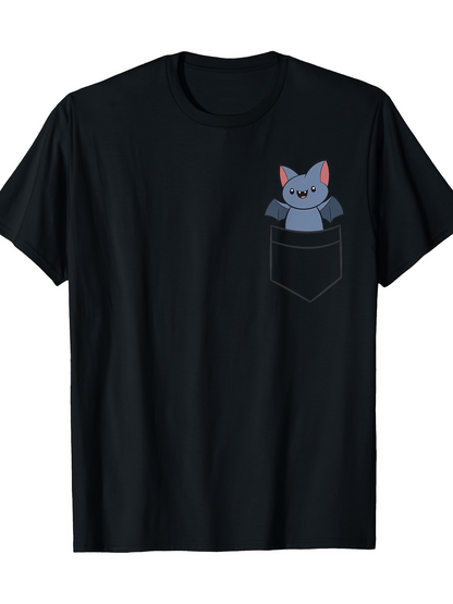 Men's Graphic T-Shirt Cute Blue Cat Peeking Out From A Simple Shirt Pocket
